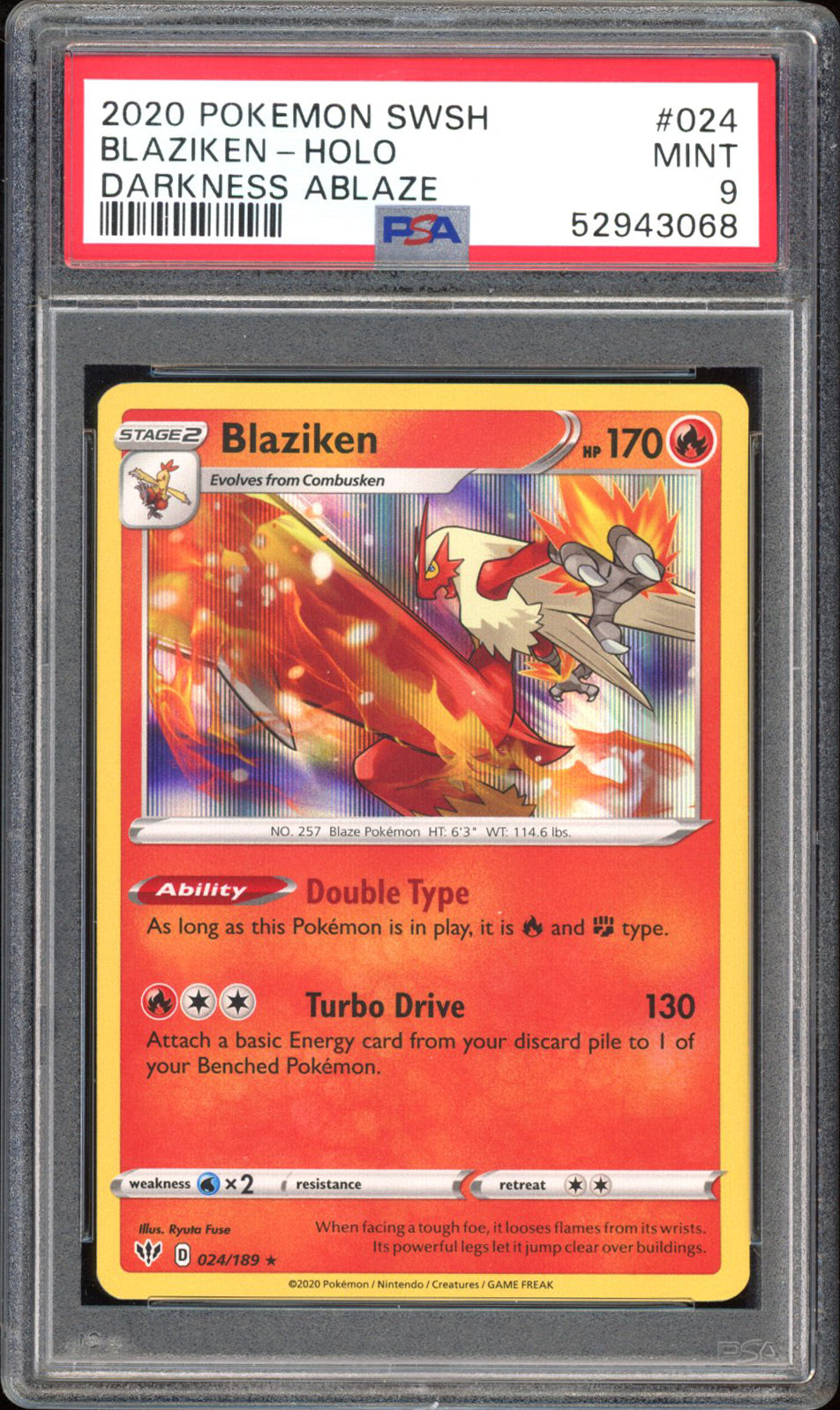 Blaziken - PSA 9 - Darkness Ablaze - #24 - Holo