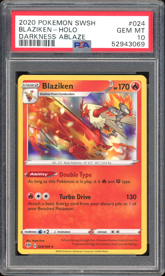 Blaziken - PSA 10 - Darkness Ablaze - #24 - Holo