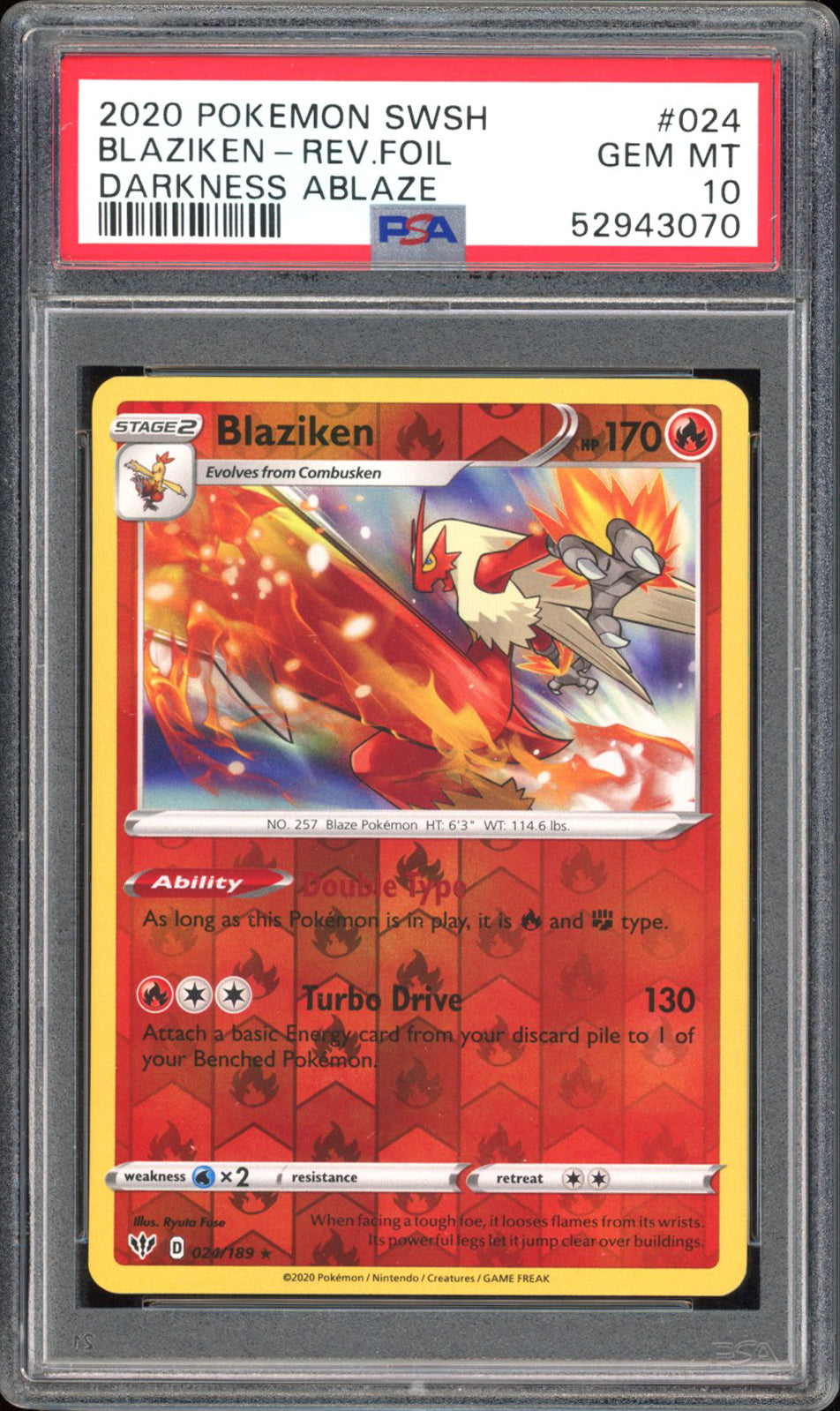 Blaziken - PSA 10 - Darkness Ablaze - #24 - Rev. Foil