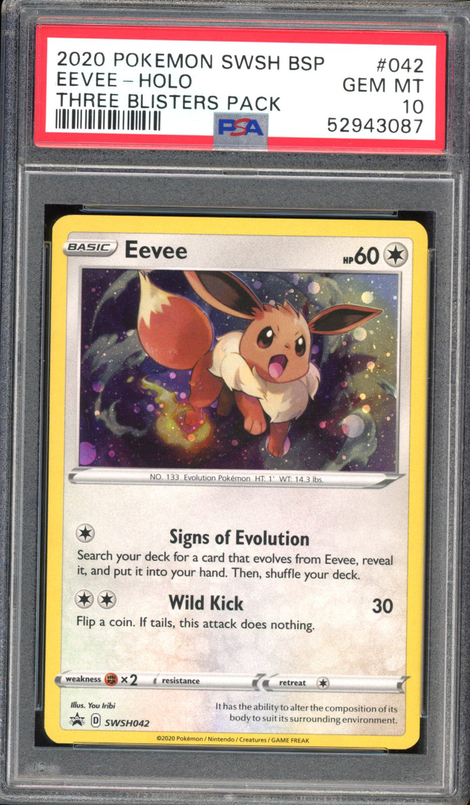 Eevee - PSA 10 - Black Star Promo - #SWSH042 - Holo