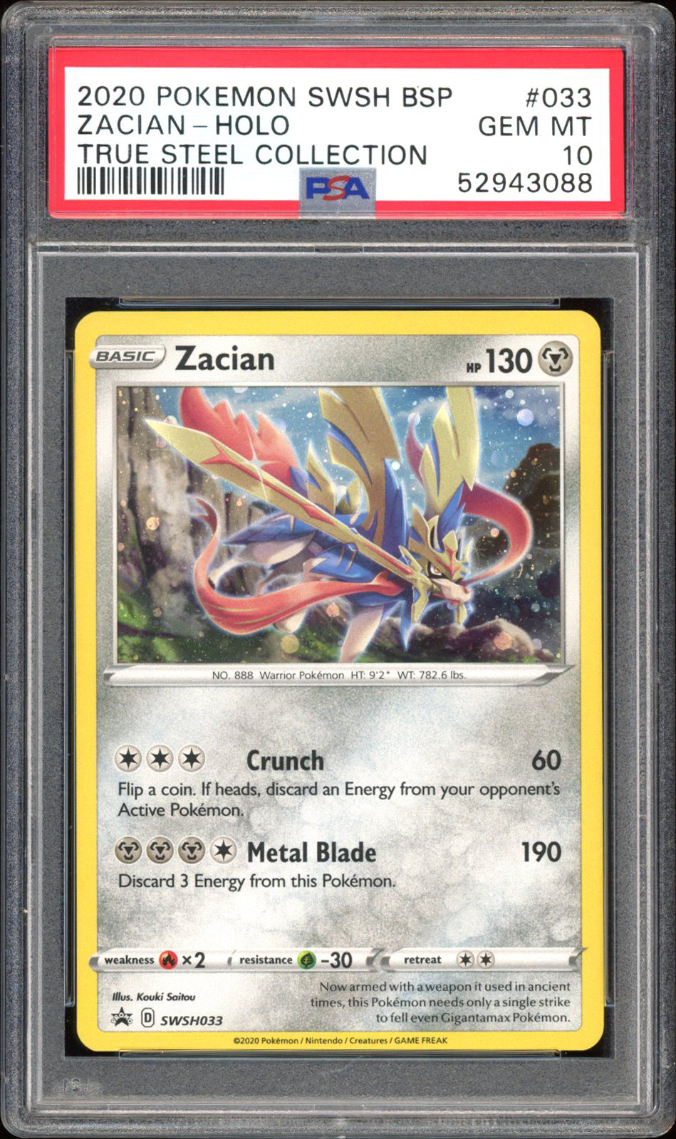 Zacian - PSA 10 - Black Star Promo - #SWSH033 - Holo