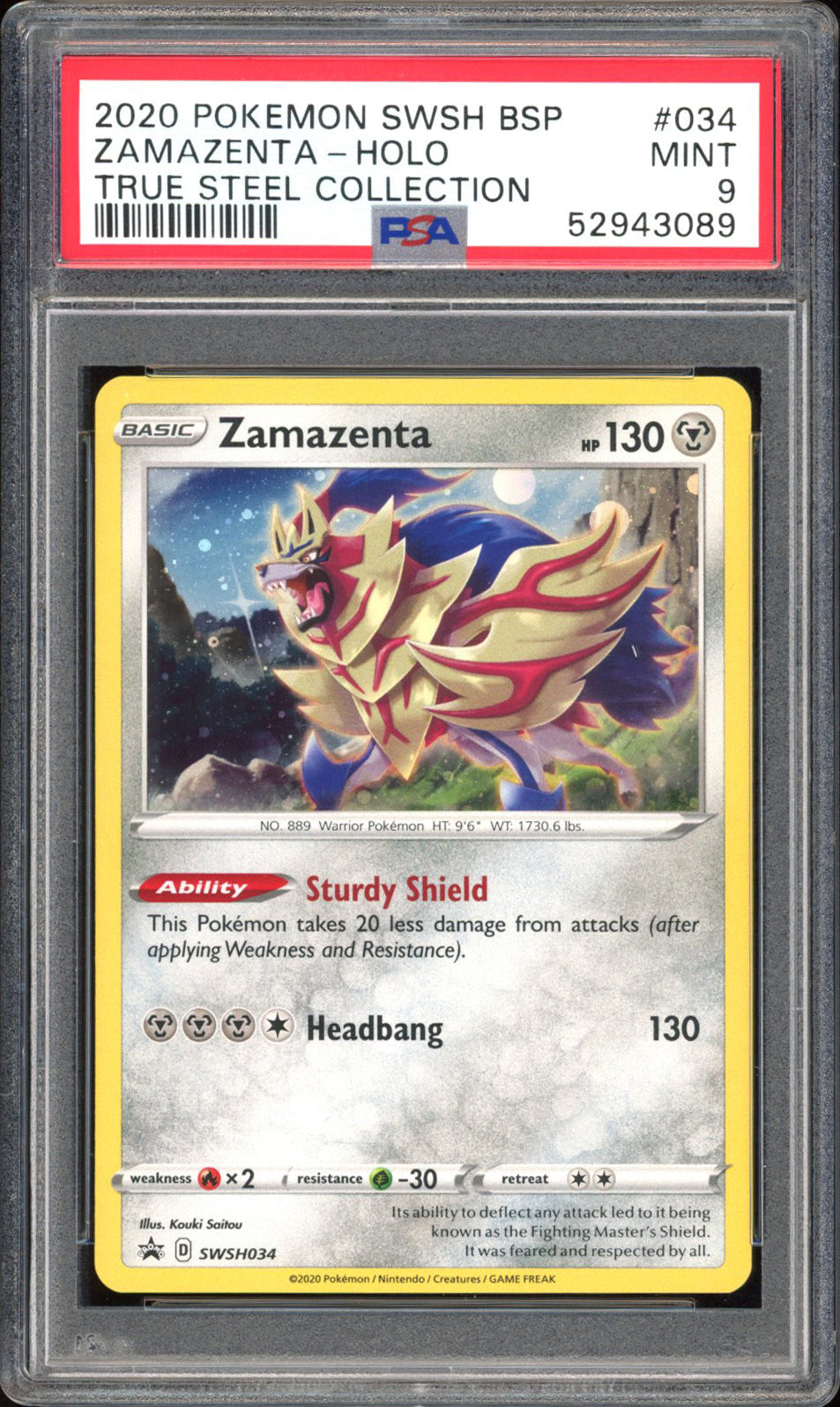 Zamazenta - PSA 9 - Black Star Promo - #SWSH034 - Holo