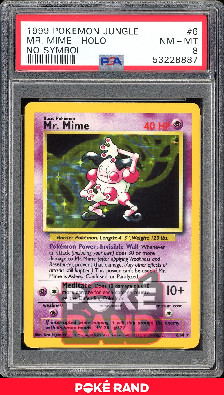 Mr. Mime No Symbol - PSA 8 - Jungle - #6 - Holo