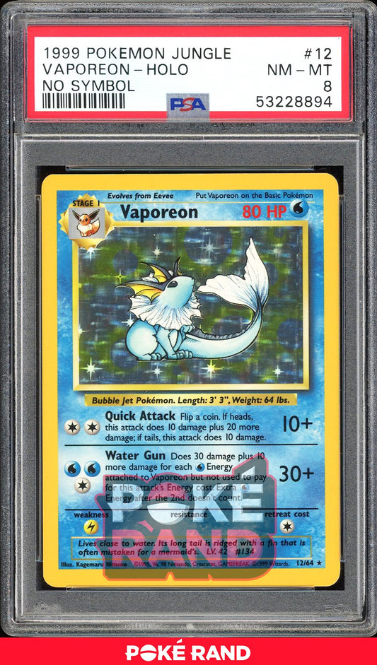 Vaporeon No Symbol - PSA 8 - Jungle - #12 - Holo