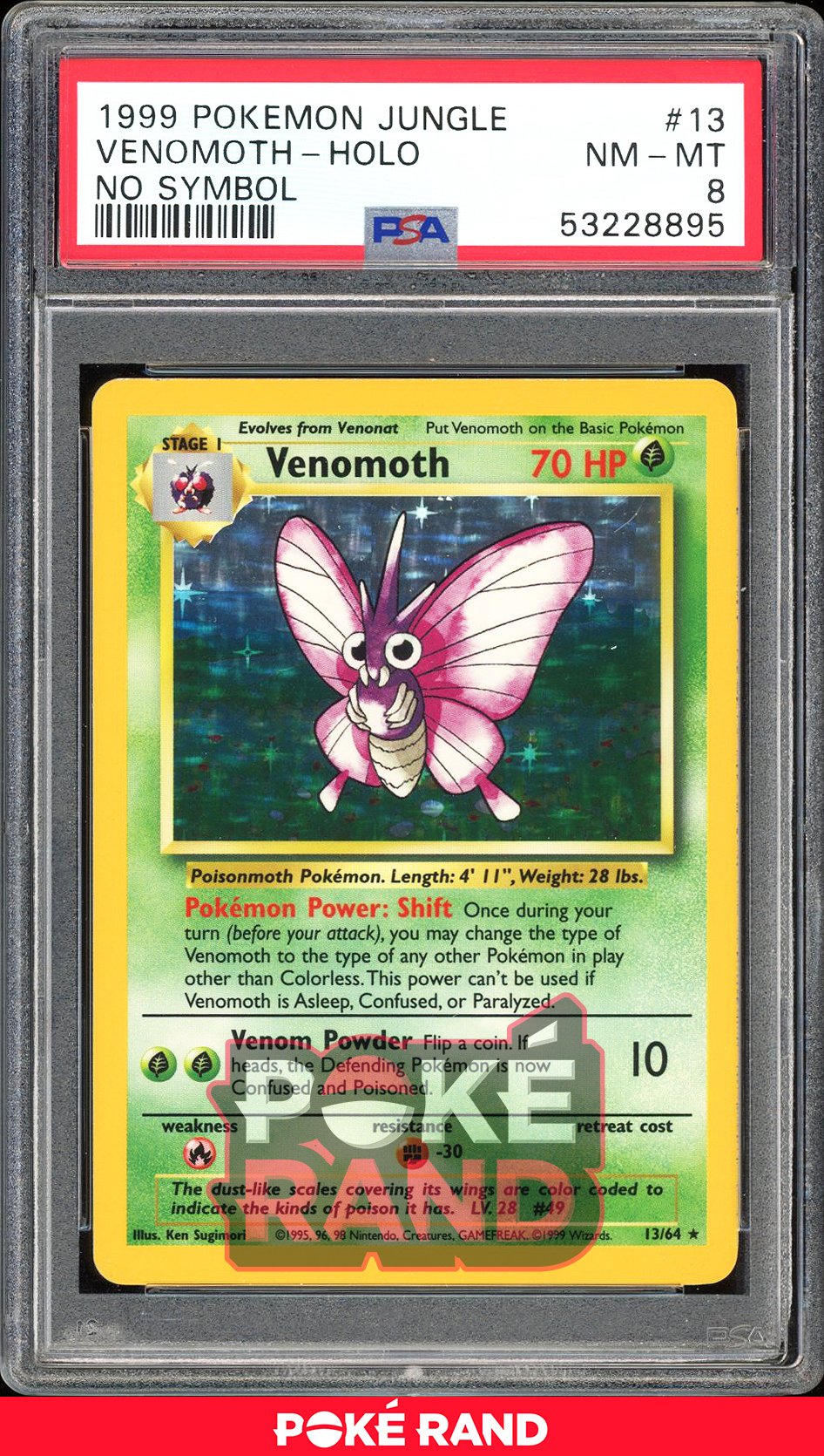 Venomoth No Symbol - PSA 8 - Jungle - #13 - Holo