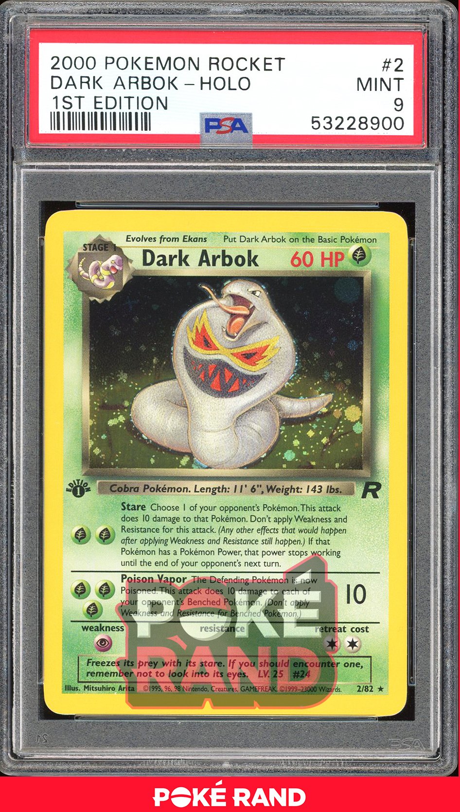 Dark Arbok 1St Edition - PSA 9 - Team Rocket - #2 - Holo