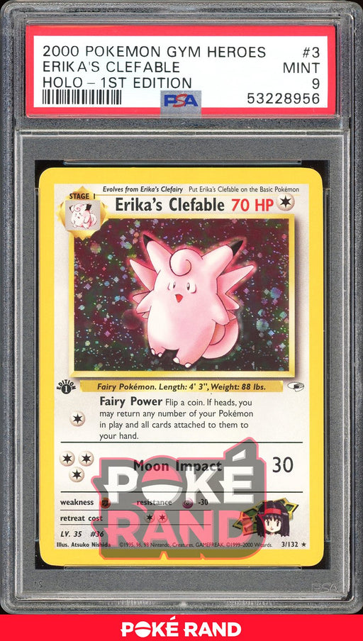 Erika'S Clefable 1St Edition - PSA 9 - Gym Heroes - #3 - Holo