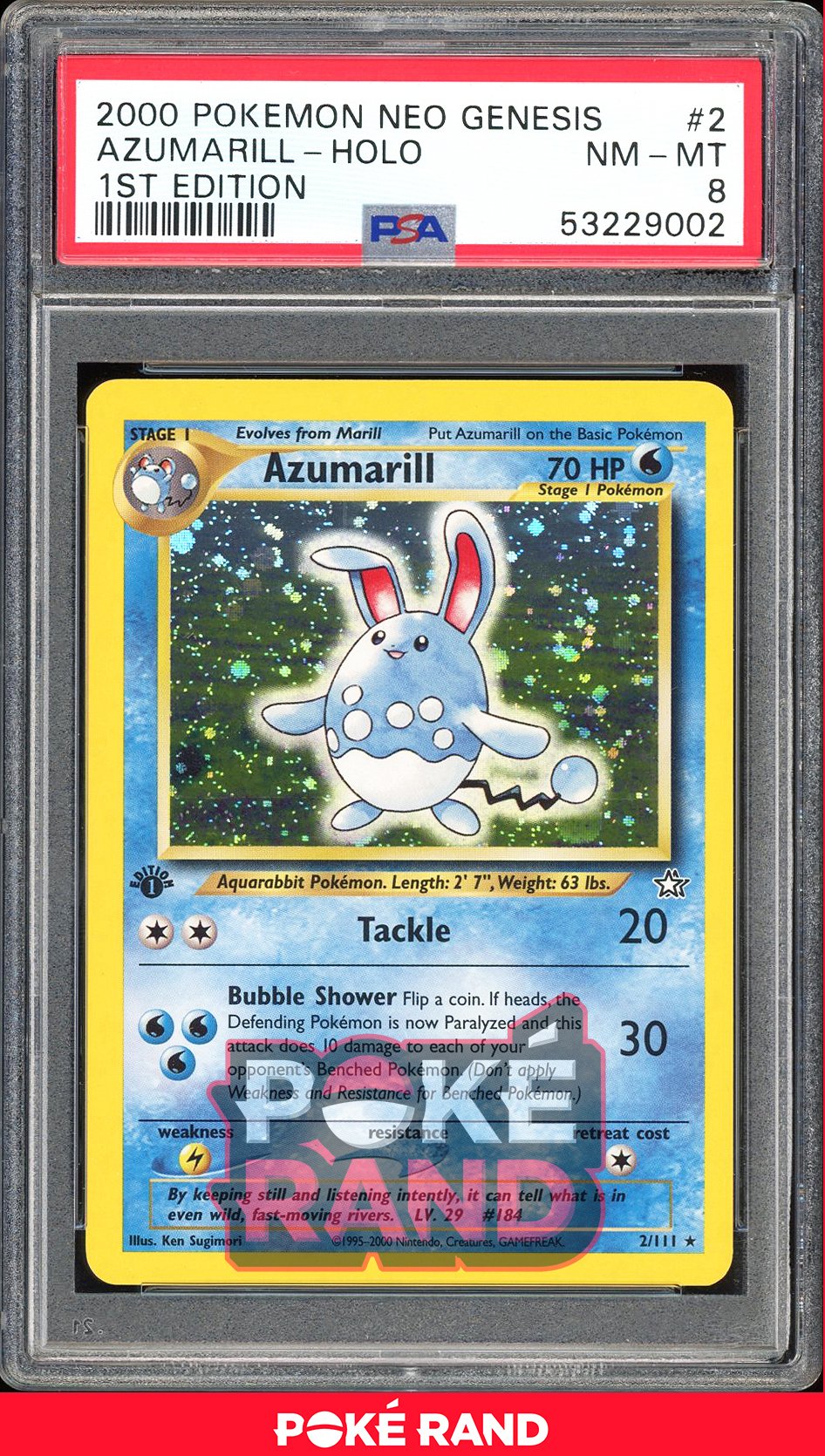 Azumarill 1St Edition - PSA 8 - Neo Genesis - #2 - Holo