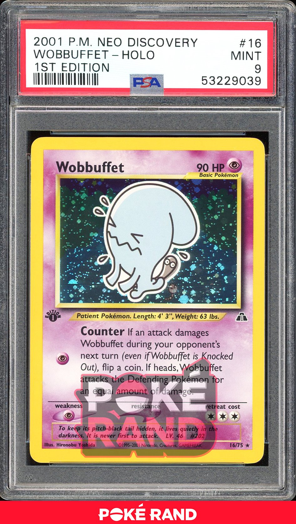 Wobbuffet 1St Edition - PSA 9 - Neo Discovery - #16 - Holo