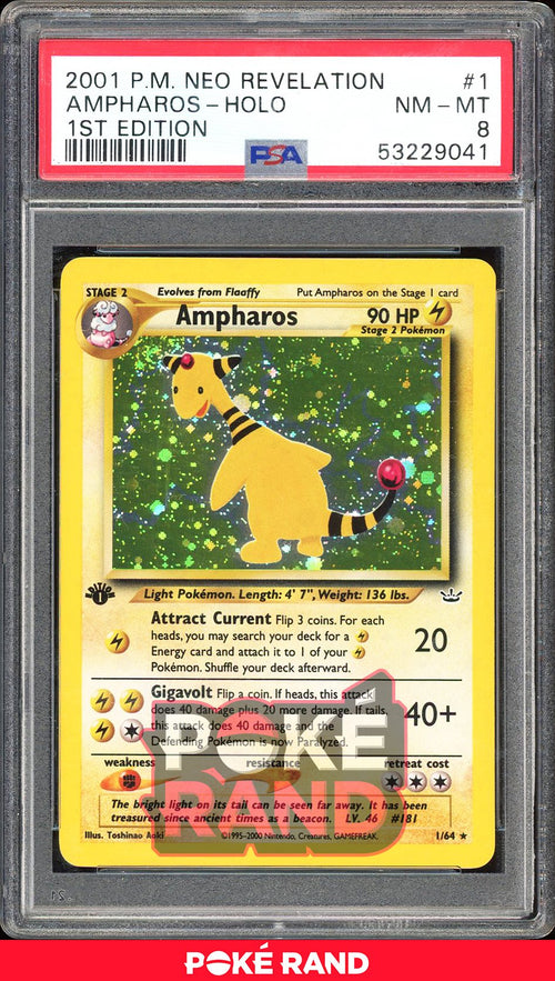 Ampharos 1St Edition - PSA 8 - Neo Revelation - #1 - Holo