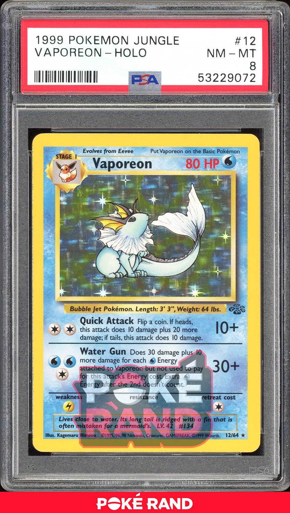 Vaporeon  - PSA 8 - Jungle - #12 - Holo