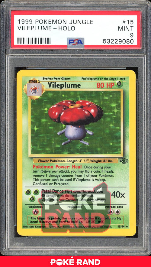 Vileplume  - PSA 9 - Jungle - #15 - Holo