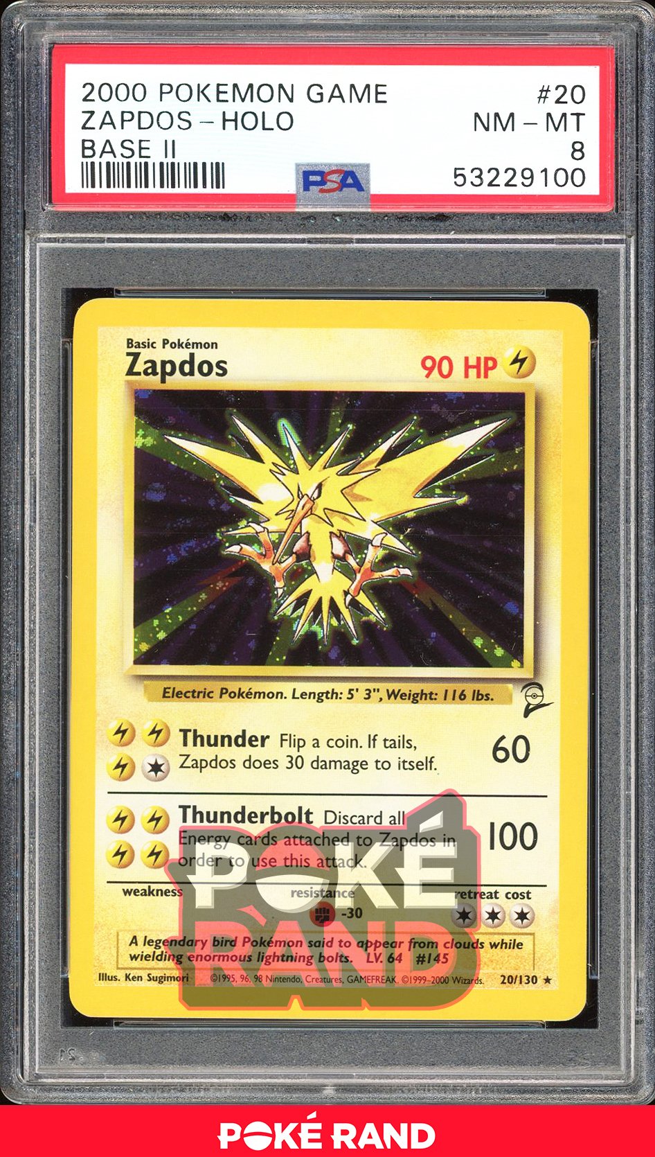 Zapdos  - PSA 8 - Base Set 2 - #20 - Holo