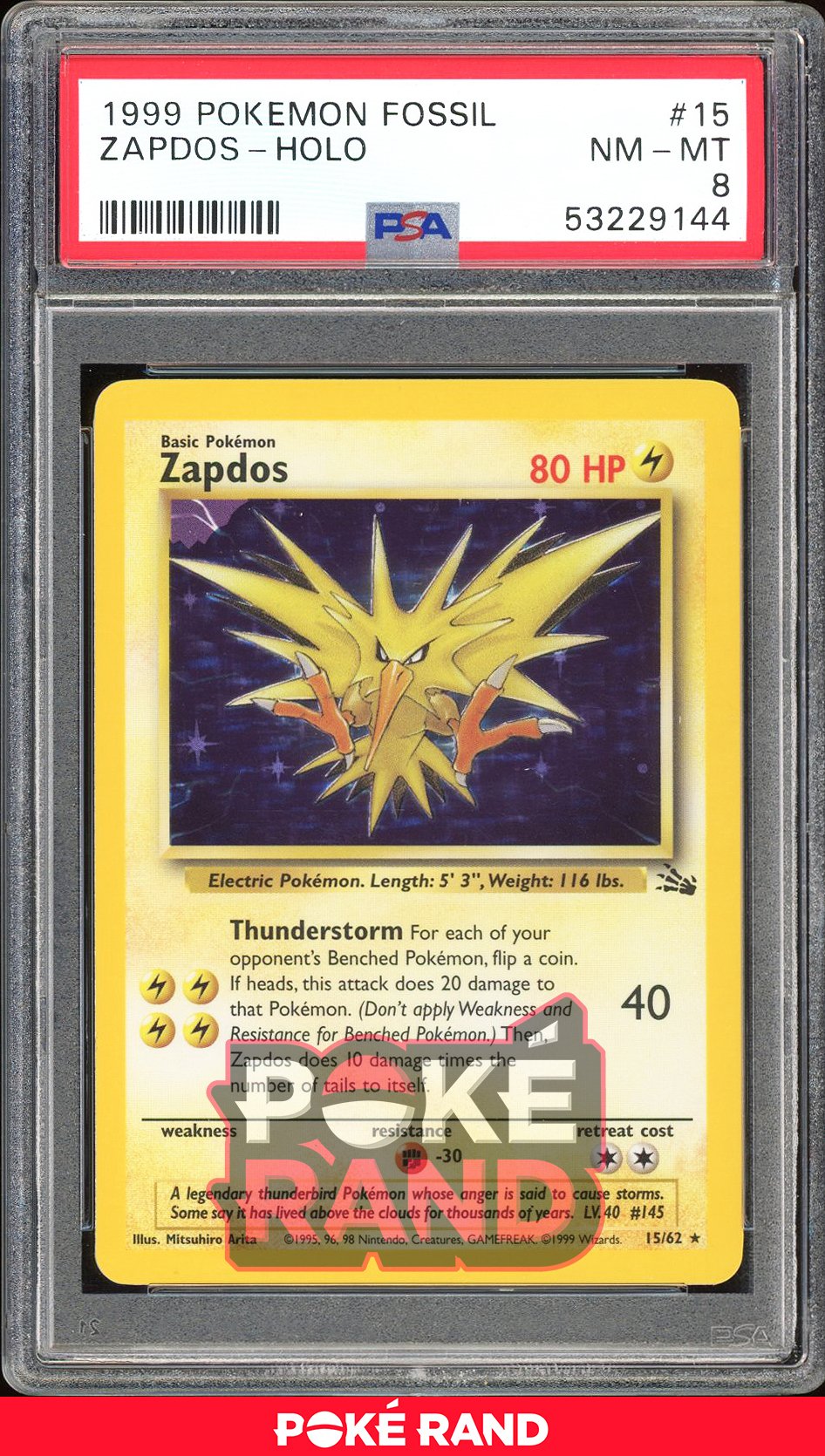 Zapdos  - PSA 8 - Fossil - #15 - Holo