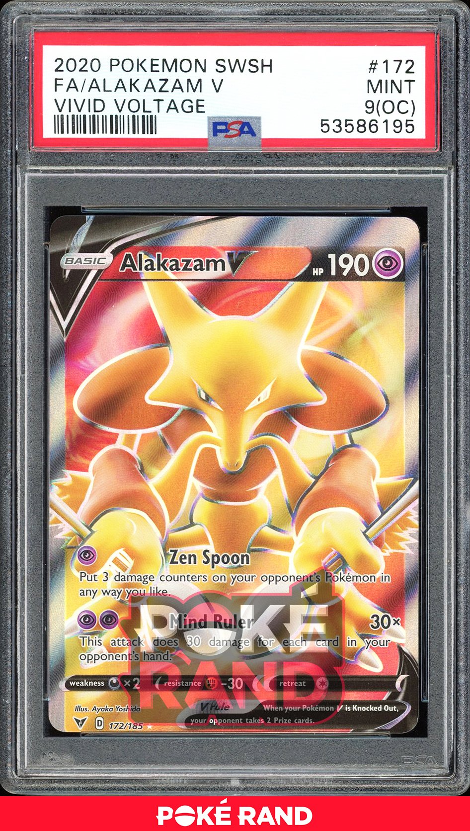 Alakazam V Full Art - PSA 9 OC - Vivid Voltage - #172 - Holo