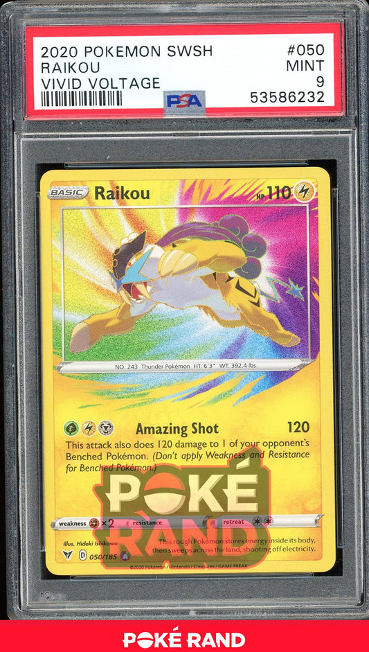 Raikou  - PSA 9 - Vivid Voltage - #50 - Holo