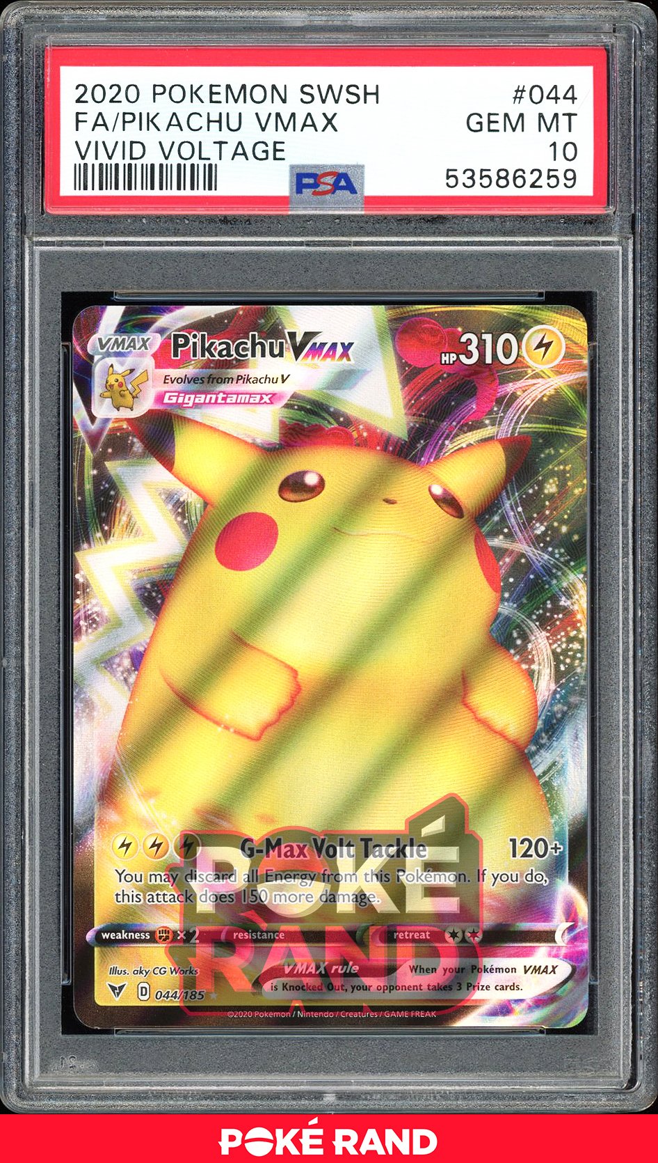 Pikachu Vmax Full Art - PSA 10 - Vivid Voltage - #44 - Holo