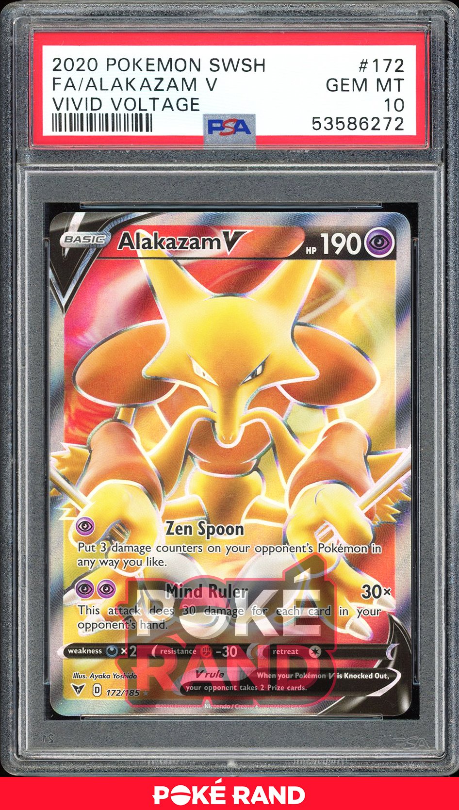 Alakazam Full Art - PSA 10 - Vivid Voltage - #172 - Holo