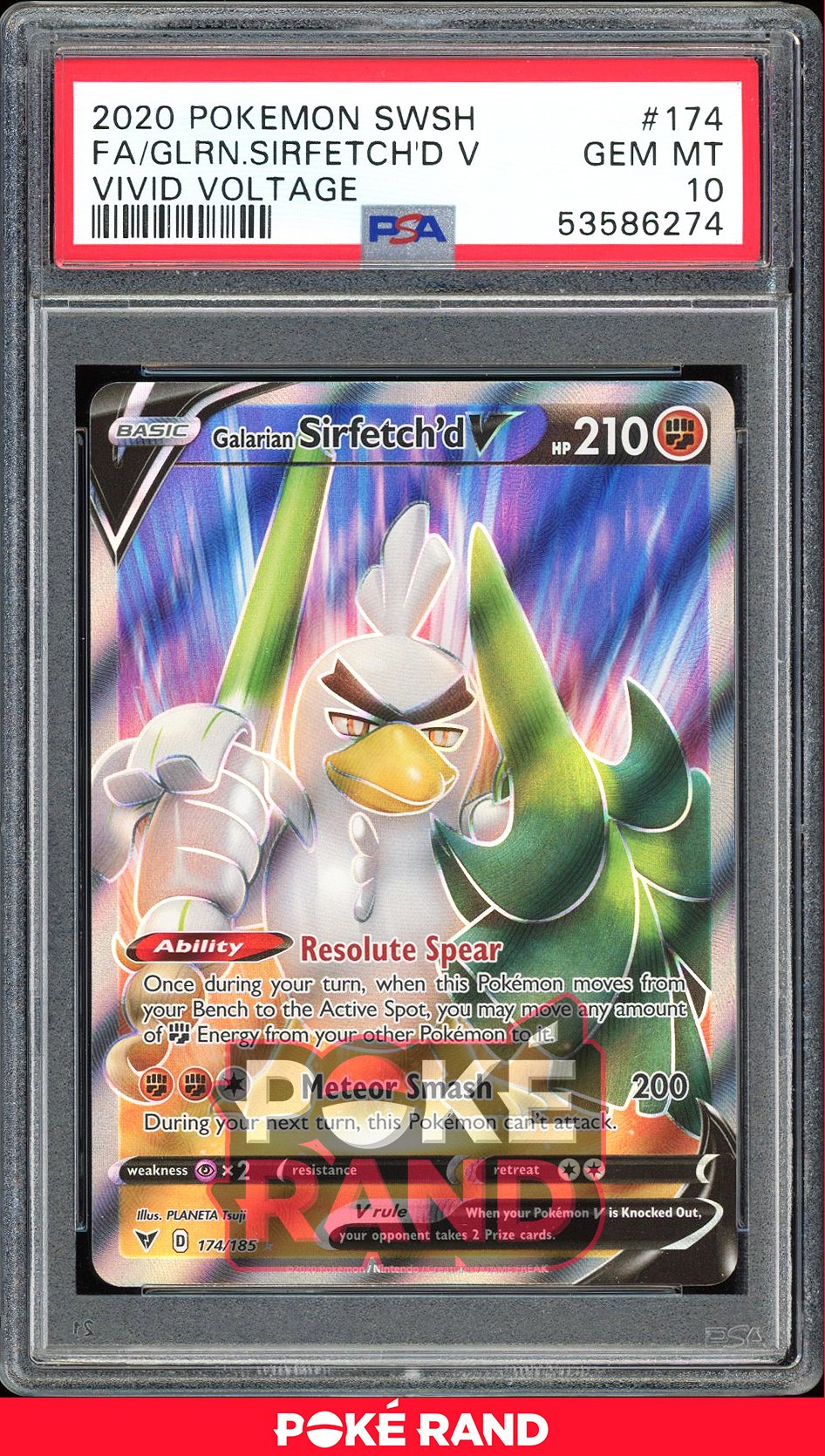 Galarian Sirfetch'D V Full Art - PSA 10 - Vivid Voltage - #174 - Holo