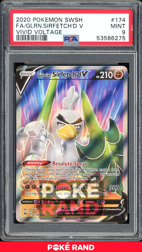 Galarian Sirfetch'D V Full Art - PSA 9 - Vivid Voltage - #174 - Holo