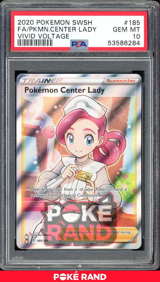 Pokemon Center Lady Full Art - PSA 10 - Vivid Voltage - #185 - Holo