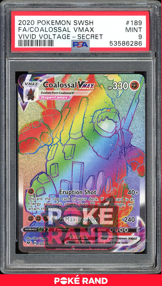 Coalossal Vmax  Secret Rare - PSA 9 - Vivid Voltage - #189 - Holo