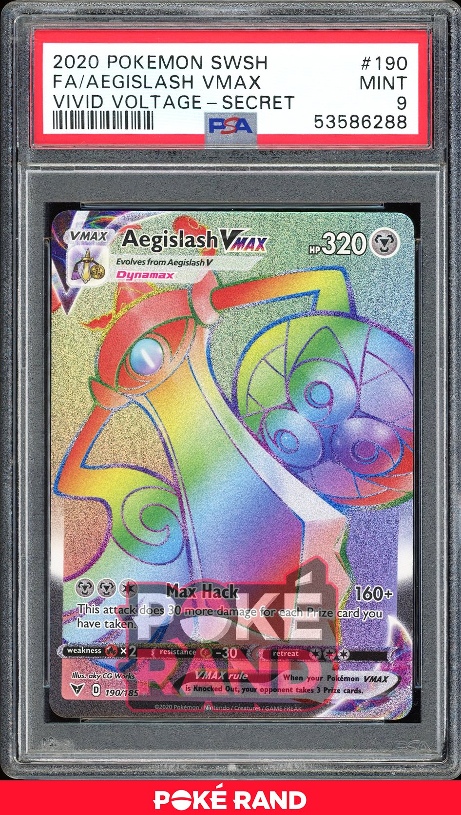 Aegislash Vmax Secret Rare - PSA 9 - Vivid Voltage - #190 - Holo