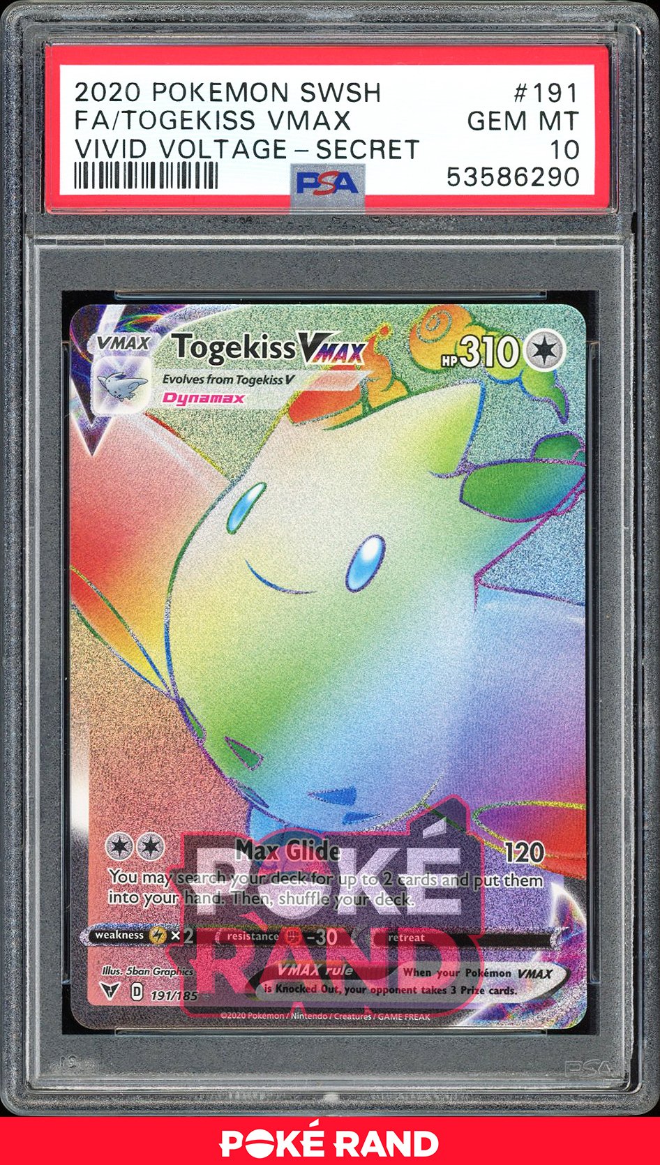 Togekiss Vmax Secret Rare - PSA 10 - Vivid Voltage - #191 - Holo