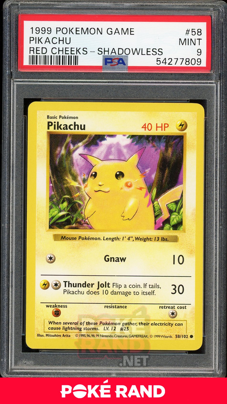 Pikachu Red Cheeks Shadowless (PSA 9) - Base Set (Shadowless) #58 - PokeRand