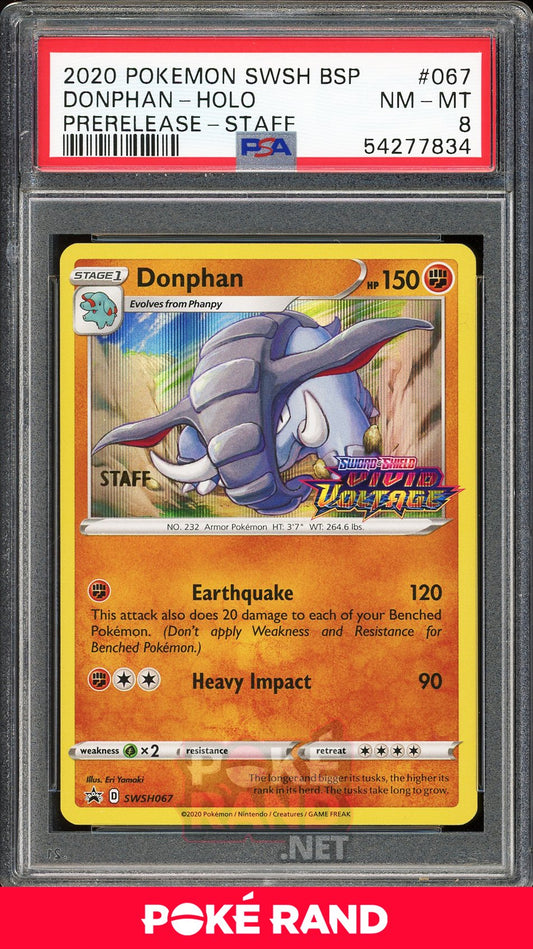 Donphan Staff Pre-Release (PSA 8) - Vivid Voltage SWSH067 - PokeRand