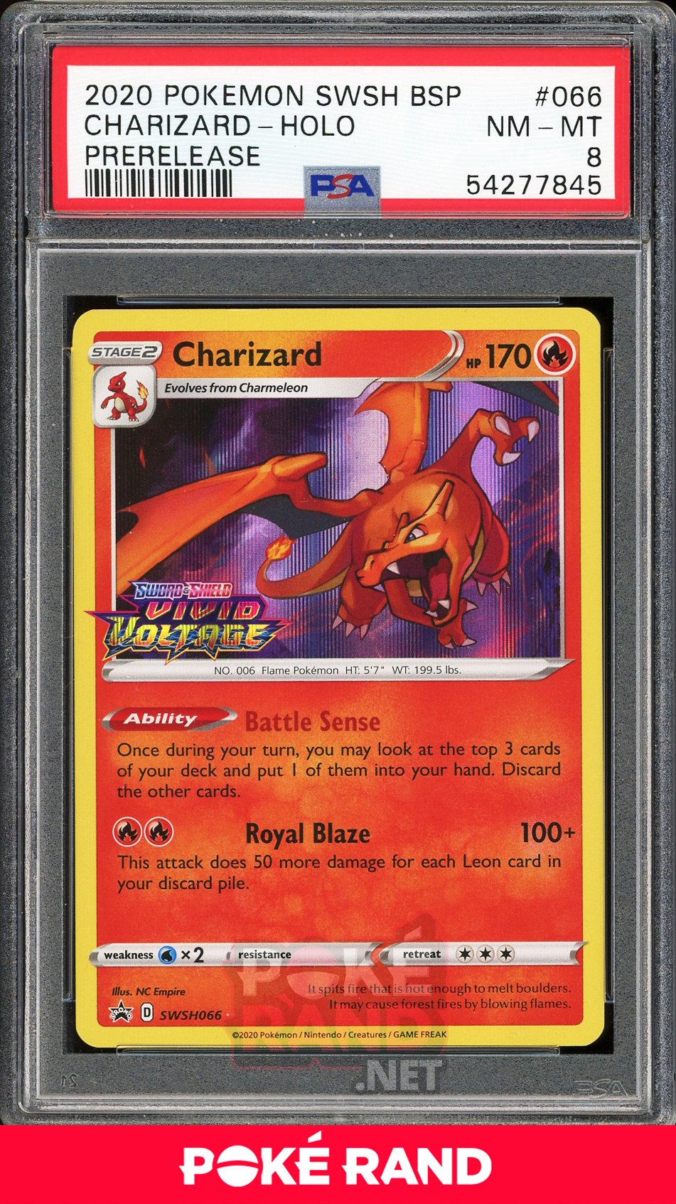 Charizard Pre-Release (PSA 8) - Vivid Voltage SWSH066 - PokeRand