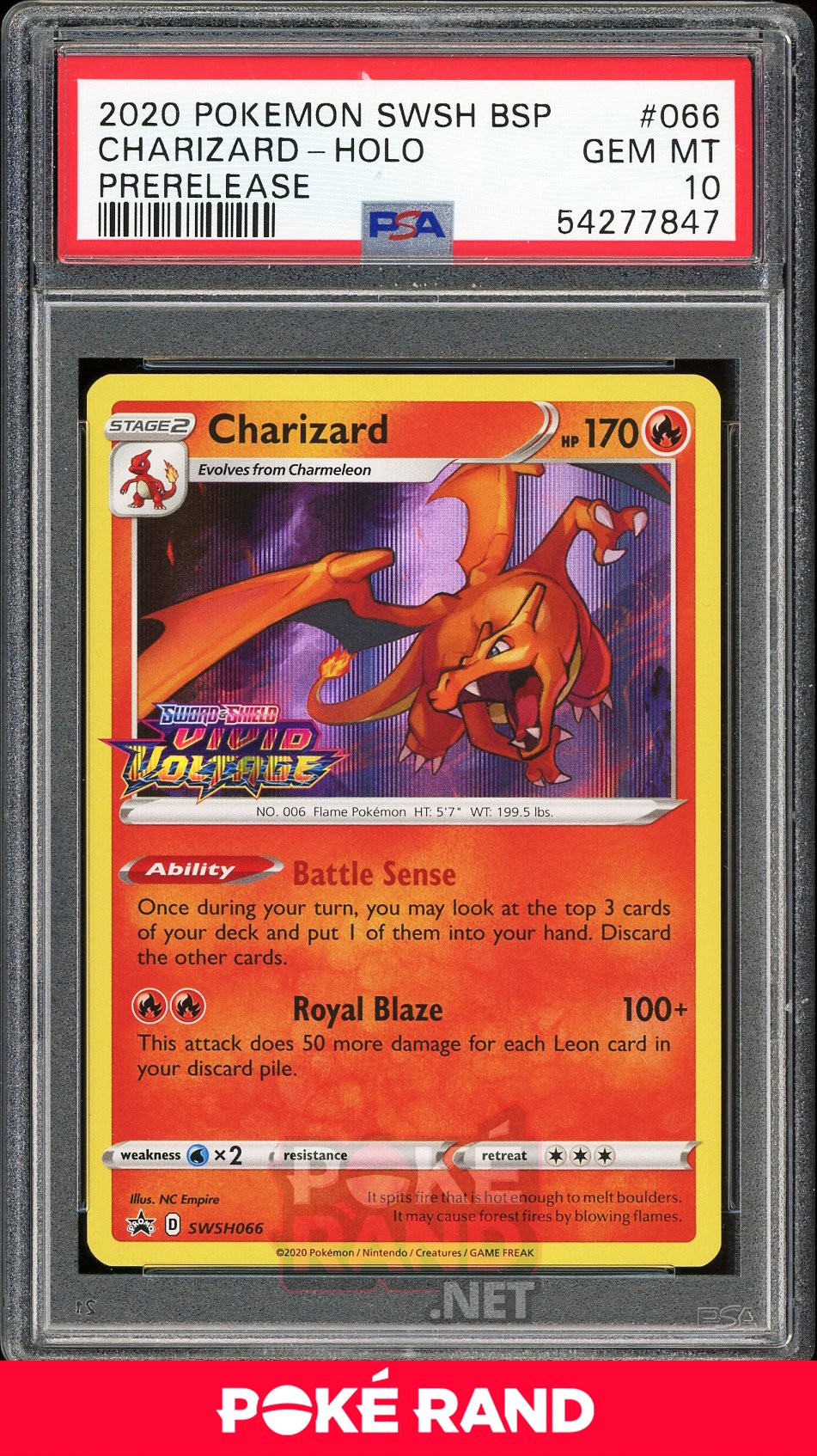 Charizard Pre-Release (PSA 10) - Vivid Voltage SWSH066 - PokeRand