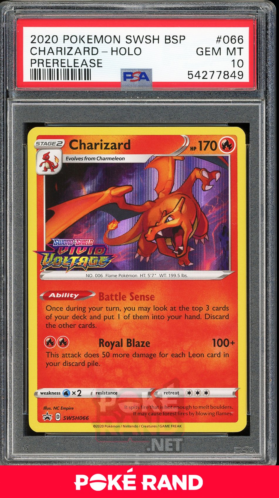 Charizard Pre-Release (PSA 10) - Vivid Voltage SWSH066 - PokeRand