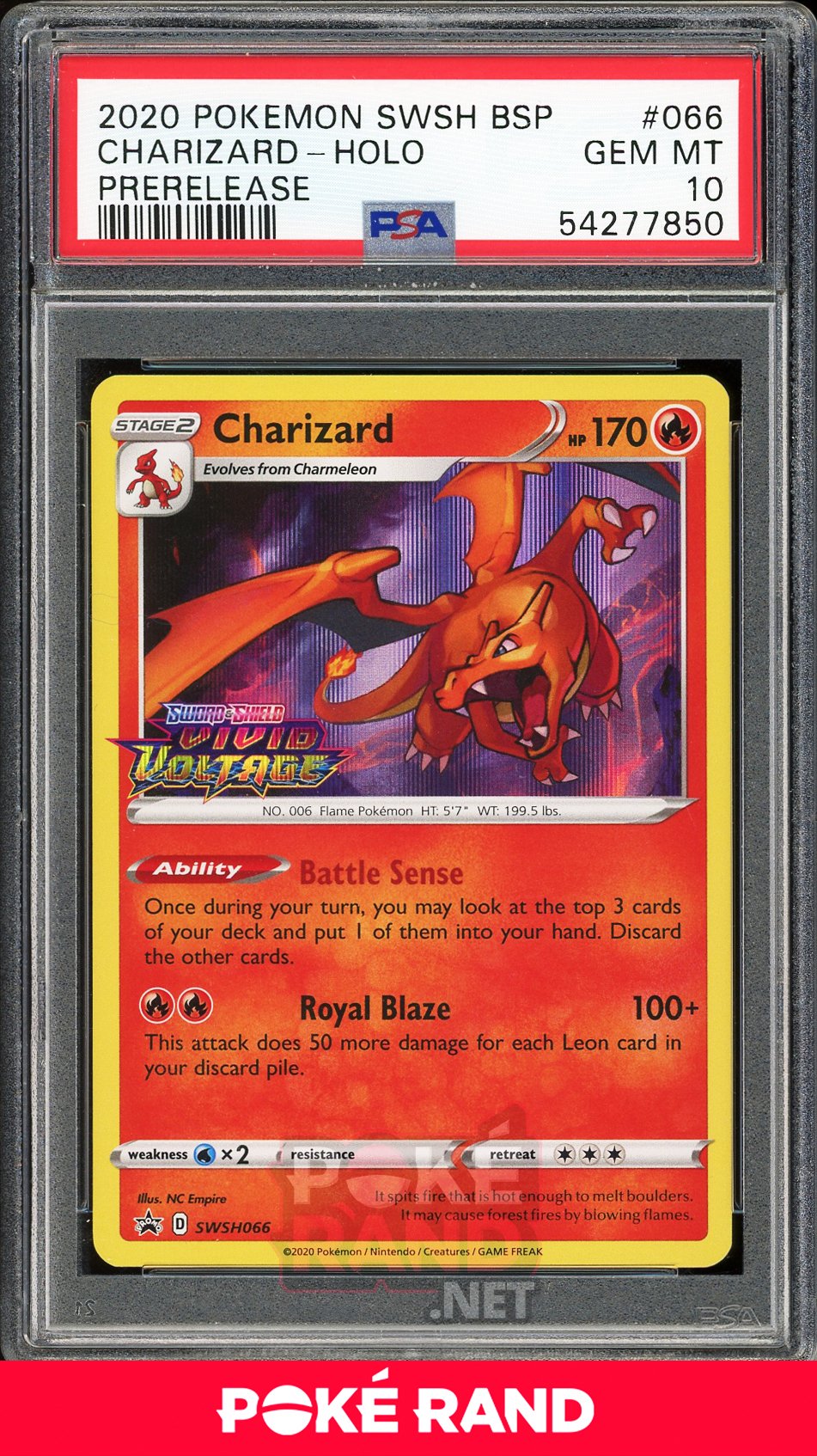 Charizard Pre-Release (PSA 10) - Vivid Voltage SWSH066 - PokeRand