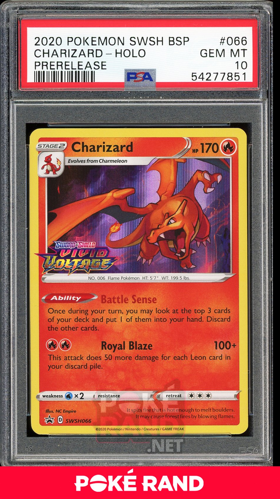 Charizard Pre-Release (PSA 10) - Vivid Voltage SWSH066 - PokeRand