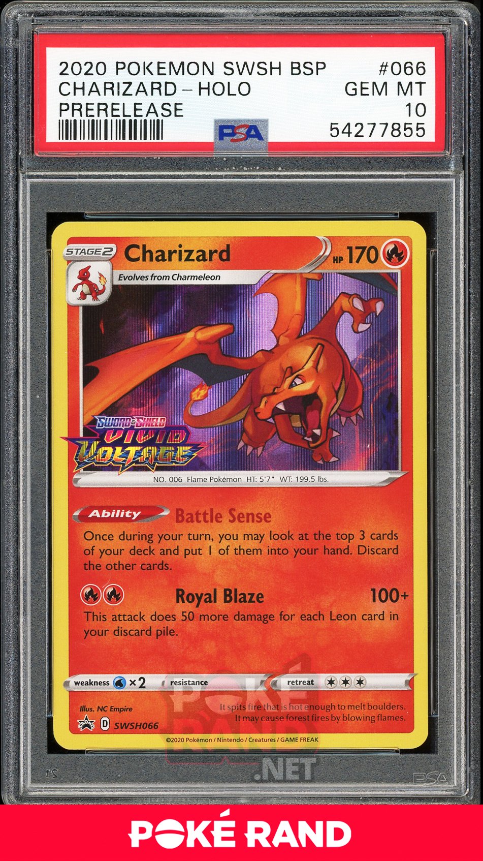 Charizard Pre-Release (PSA 10) - Vivid Voltage SWSH066 - PokeRand