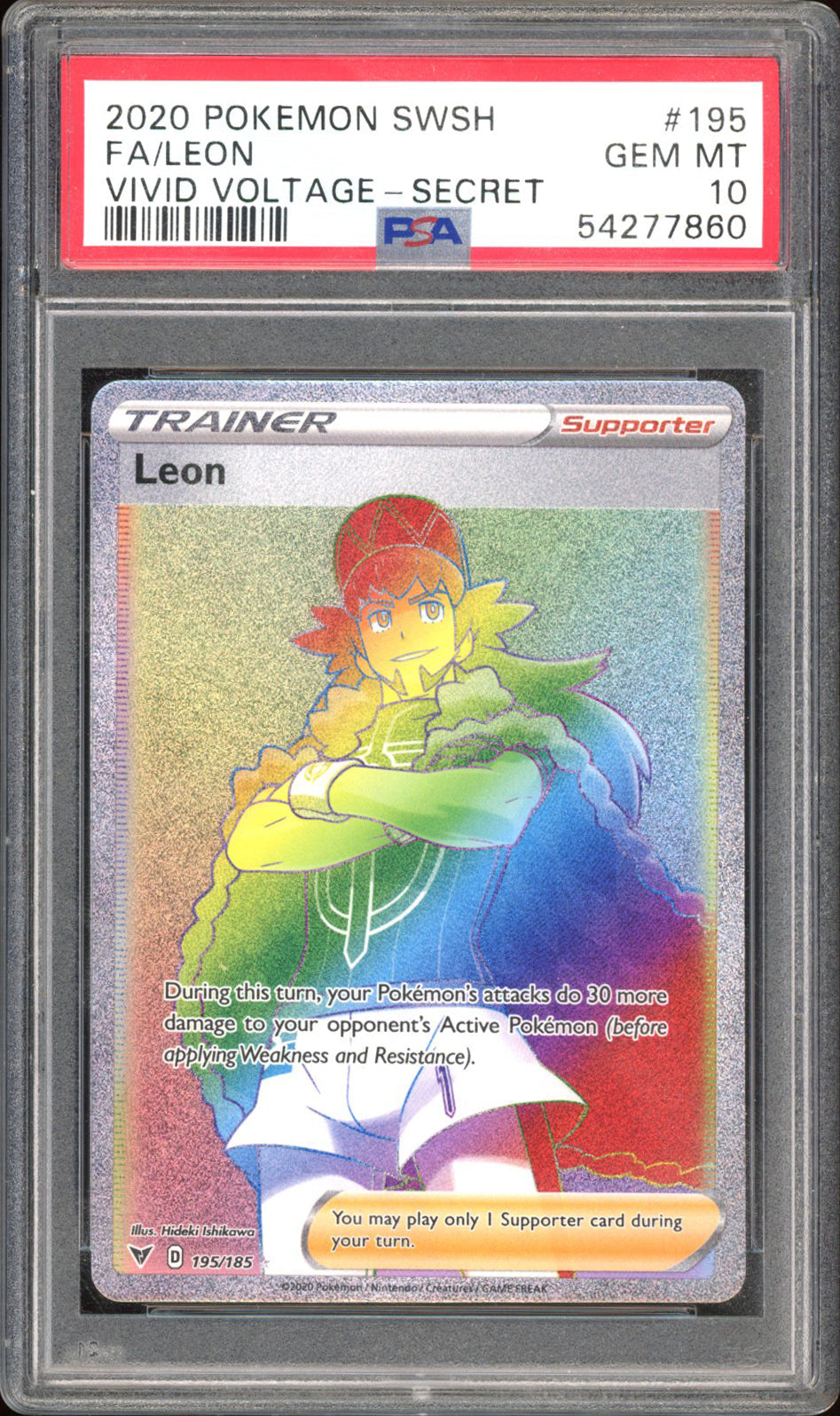 Leon 195/185 - PSA 10 - Vivid Voltage Secret Rare