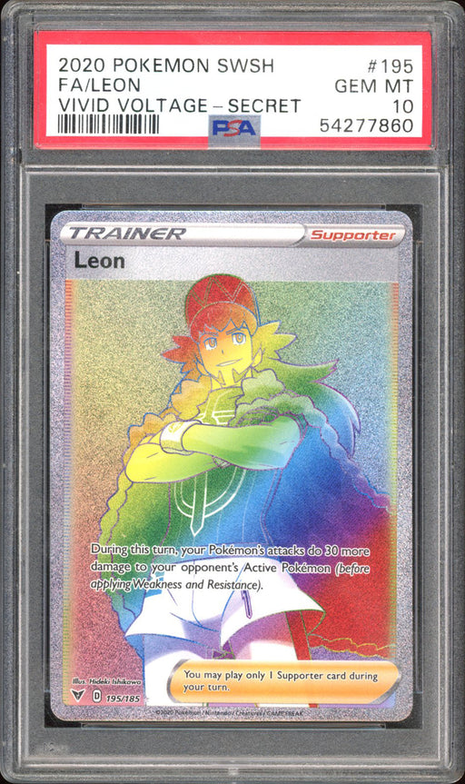 Leon 195/185 - PSA 10 - Vivid Voltage Secret Rare