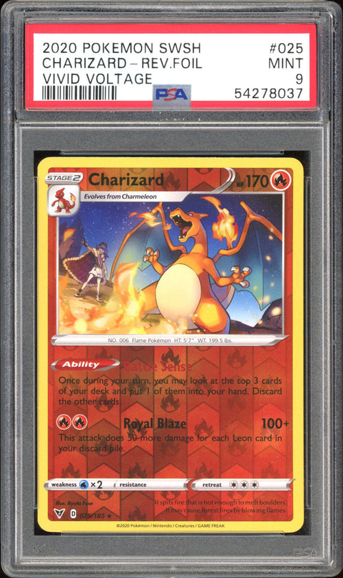 Charizard 025/185 - PSA 9 - Vivid Voltage Rev. Holo