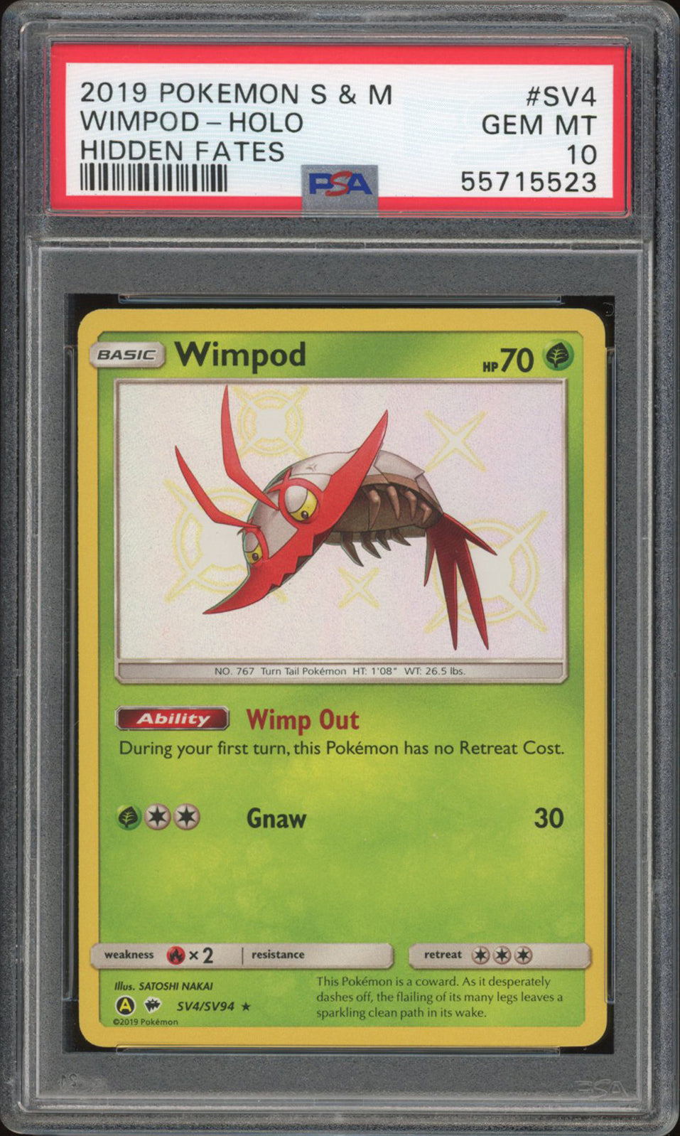 Wimpod SV4 - PSA 10 - Hidden Fates Holo