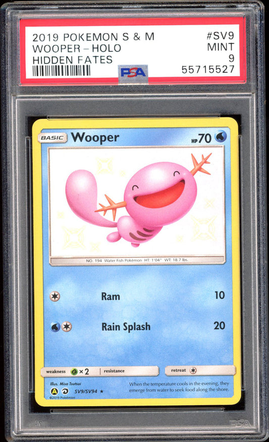 Wooper SV9 - PSA 9 - Hidden Fates Holo