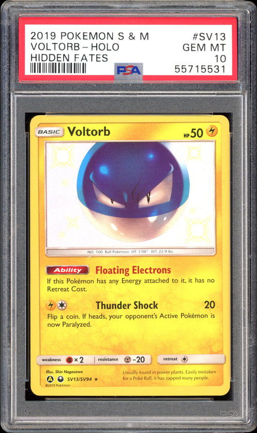 Voltorb SV13 - PSA 10 - Hidden Fates Holo