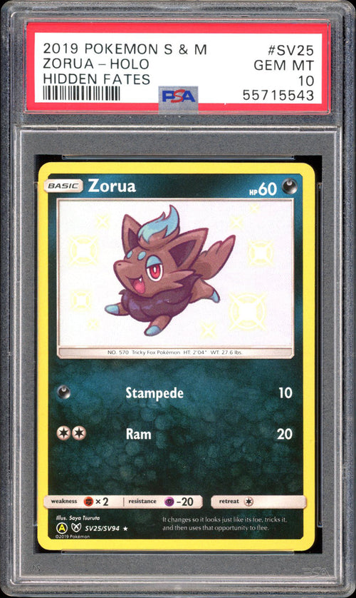 Zorua SV25 - PSA 10 - Hidden Fates Holo