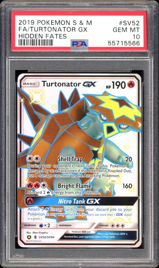 Turtonator GX SV52 - PSA 10 - Hidden Fates Full Art