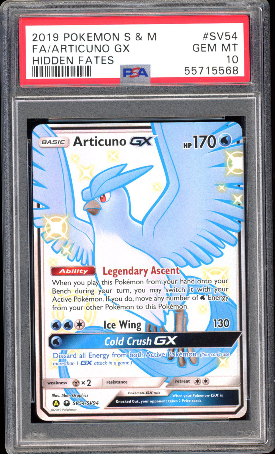 Articuno GX SV54 - PSA 10 - Hidden Fates Full Art