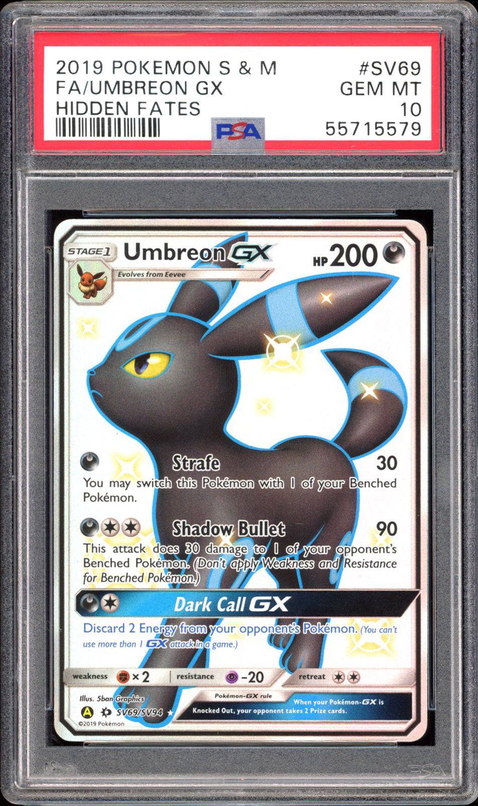 Umbreon GX SV69 - PSA 10 - Hidden Fates Full Art