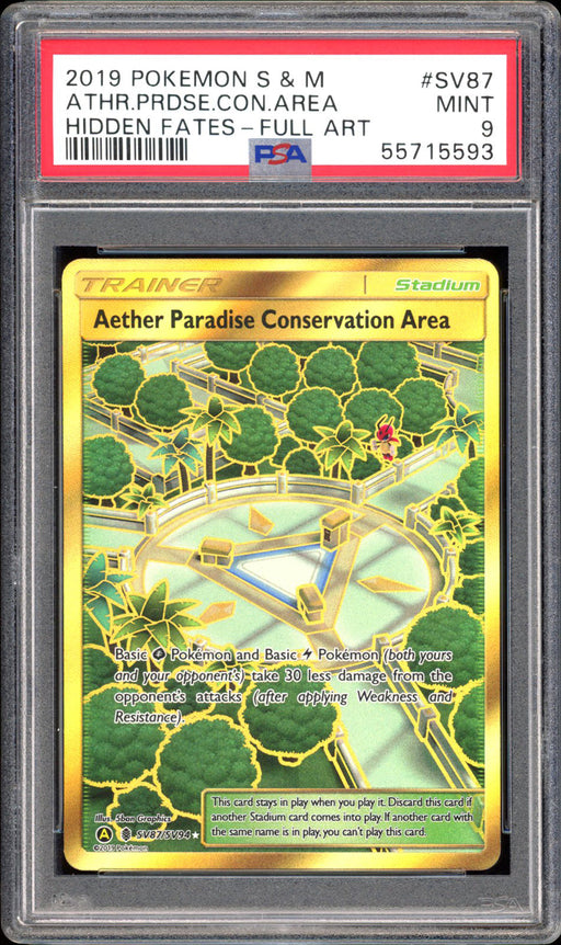 Aether Paradise Conservation Area SV87 - PSA 9 - Hidden Fates Full Art