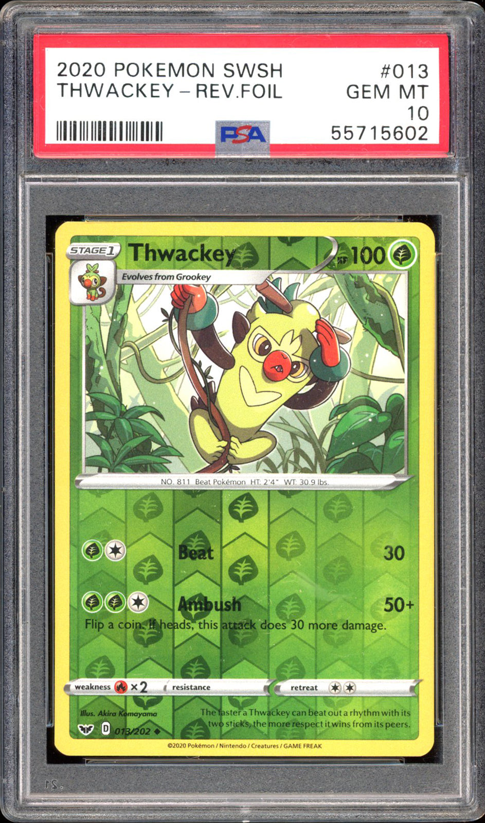 Thwackey 013/202 - PSA 10 - Sword & Shield Rev. Holo