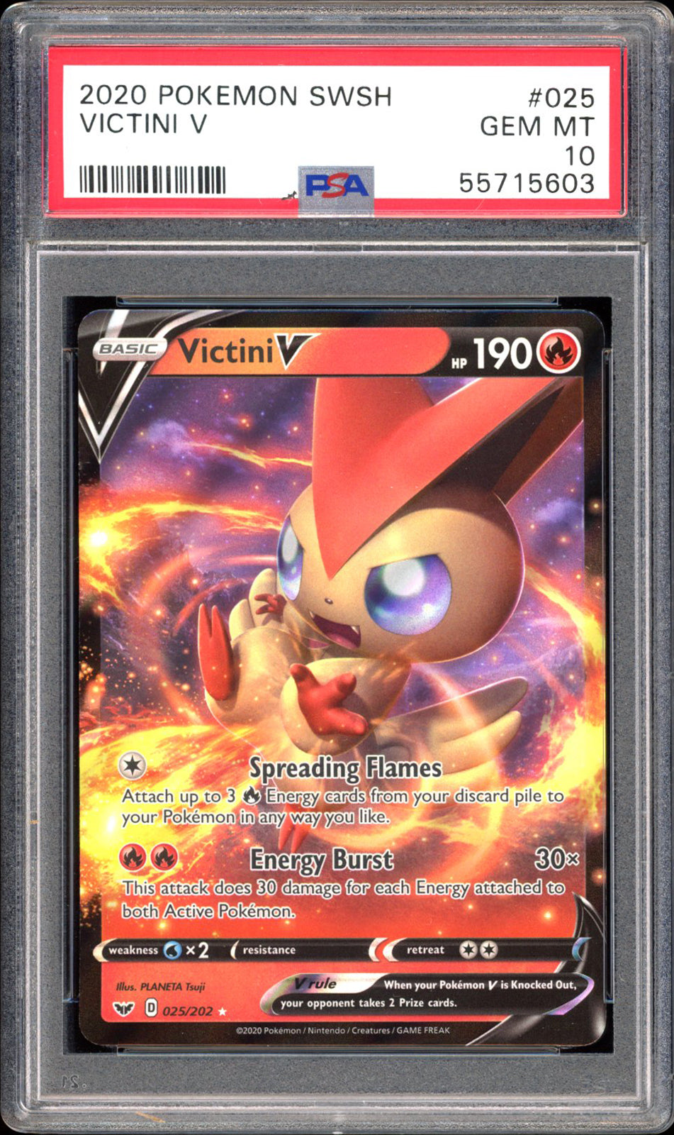 Victini V 025/202 - PSA 10 - Sword & Shield Holo