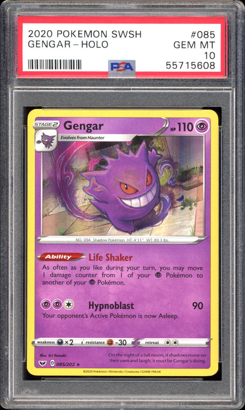 Gengar 085/202 - PSA 10 - Sword & Shield Holo